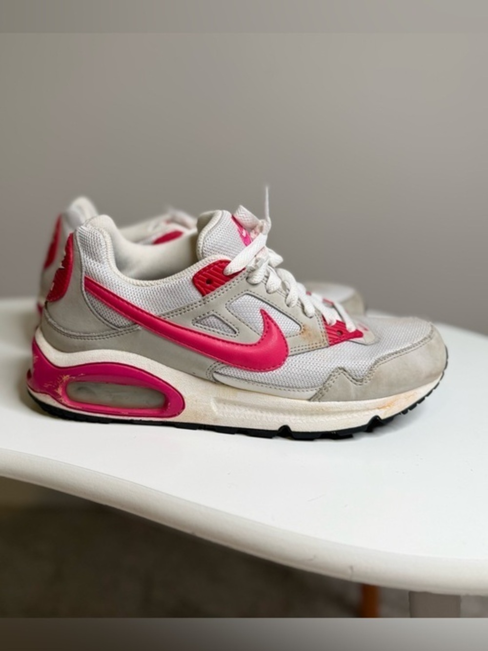 Nike Women's White Sneakers with Hot Pink Accents